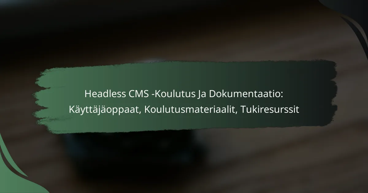 Headless CMS -Koulutus Ja Dokumentaatio: Käyttäjäoppaat, Koulutusmateriaalit, Tukiresurssit