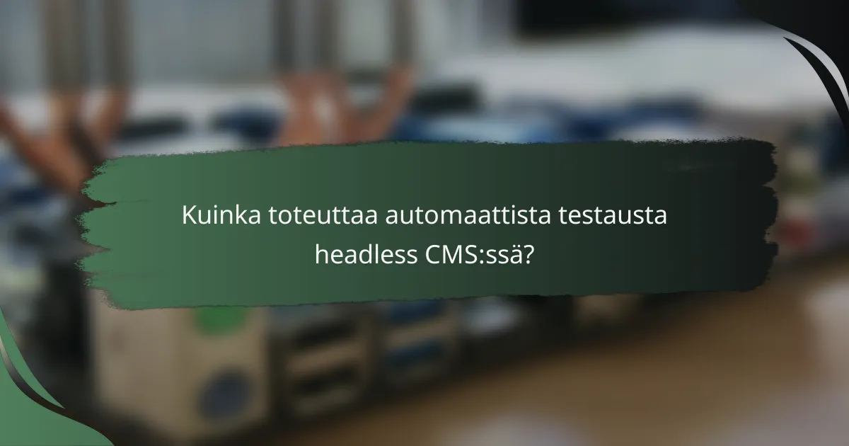 Kuinka toteuttaa automaattista testausta headless CMS:ssä?