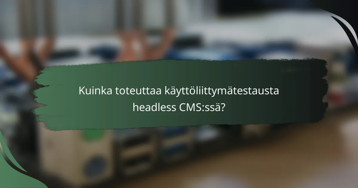 Kuinka toteuttaa käyttöliittymätestausta headless CMS:ssä?
