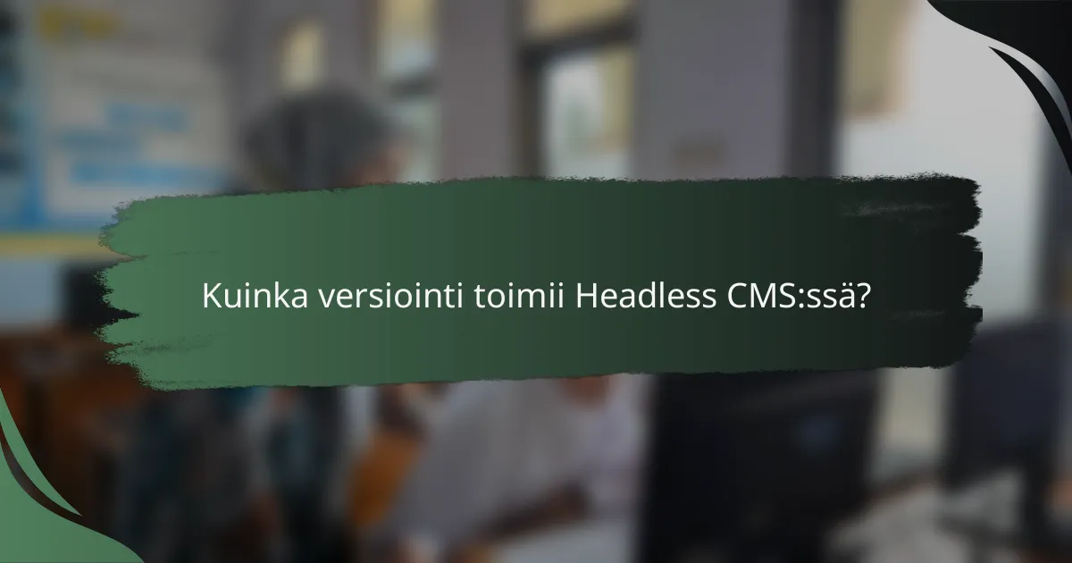 Kuinka versiointi toimii Headless CMS:ssä?