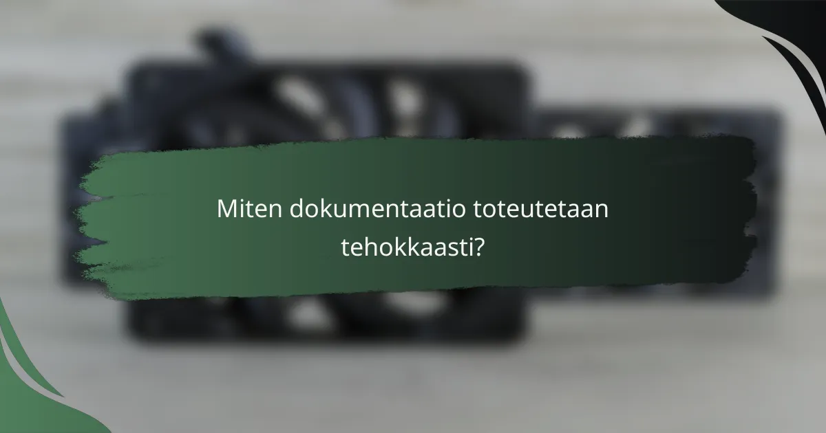 Miten dokumentaatio toteutetaan tehokkaasti?