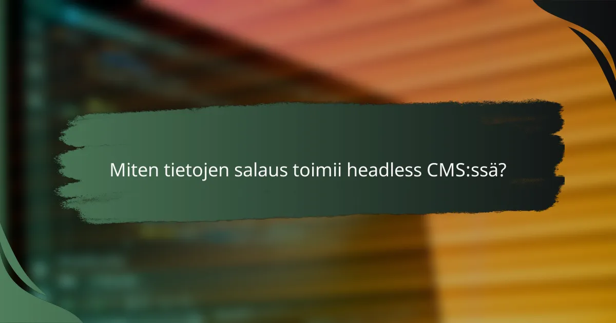 Miten tietojen salaus toimii headless CMS:ssä?
