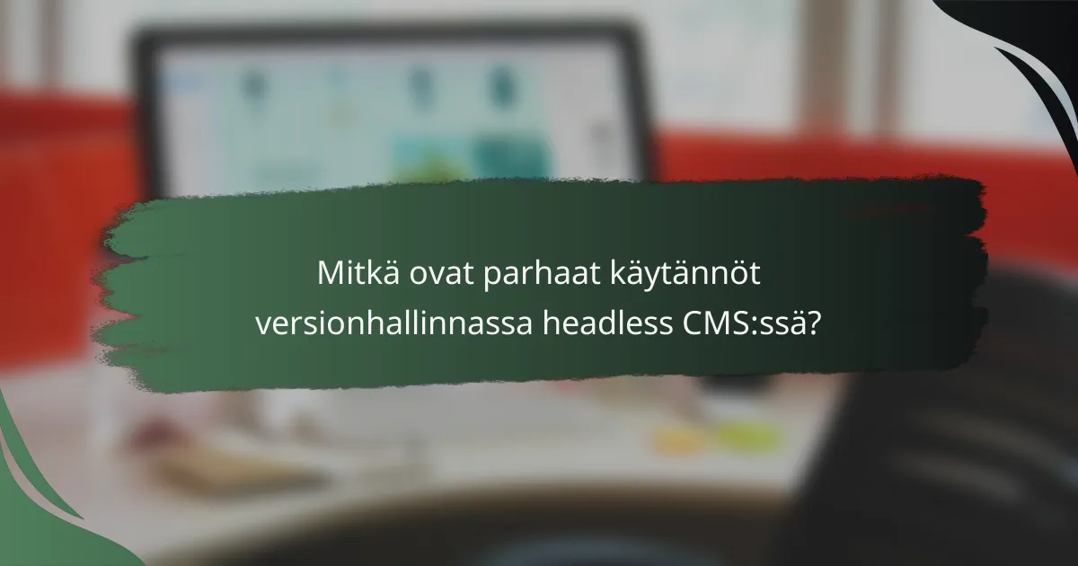 Mitkä ovat parhaat käytännöt versionhallinnassa headless CMS:ssä?