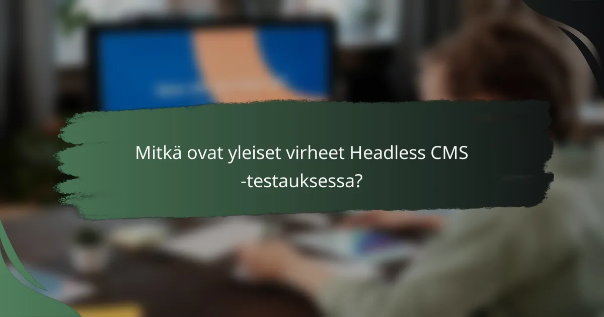 Mitkä ovat yleiset virheet Headless CMS -testauksessa?